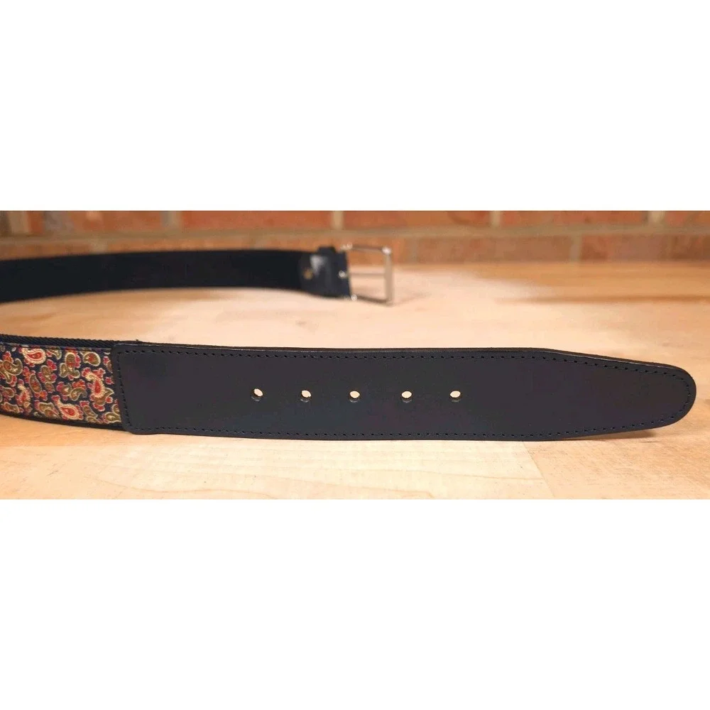 Armin Oehler Flex Comfort Stretch Ribbon Belt Paisley Mens Size 36